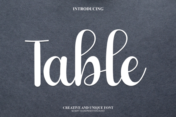 Table: A Beautiful Script Font